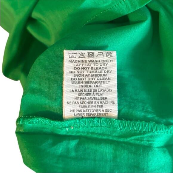 Maisie Kelly Green Cotton Puff Sleeve Babydoll Dress Size M NWT - Picture 5 of 5